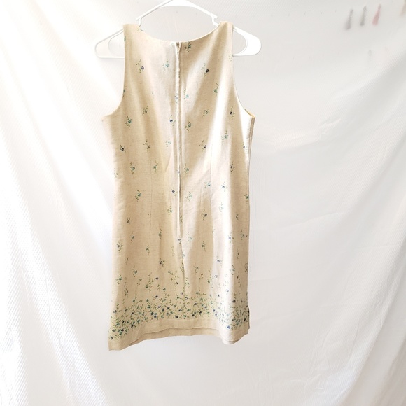 Tan with blue flowers dress - Picture 2 of 3